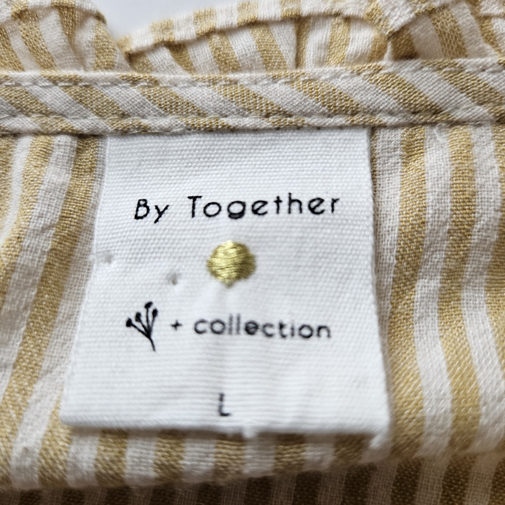 By Together Cream Striped Ruffle Button-Front Crop Top - Picture 4 of 8